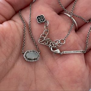 Kendra Scott “Chelsea” Iridescent Drusy Necklace in Gun Metal